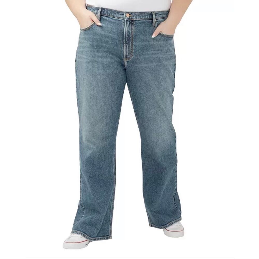 Silver Jeans Co. Mid Rise Baggy Bootcut Denim Jeans Acoustic 22W